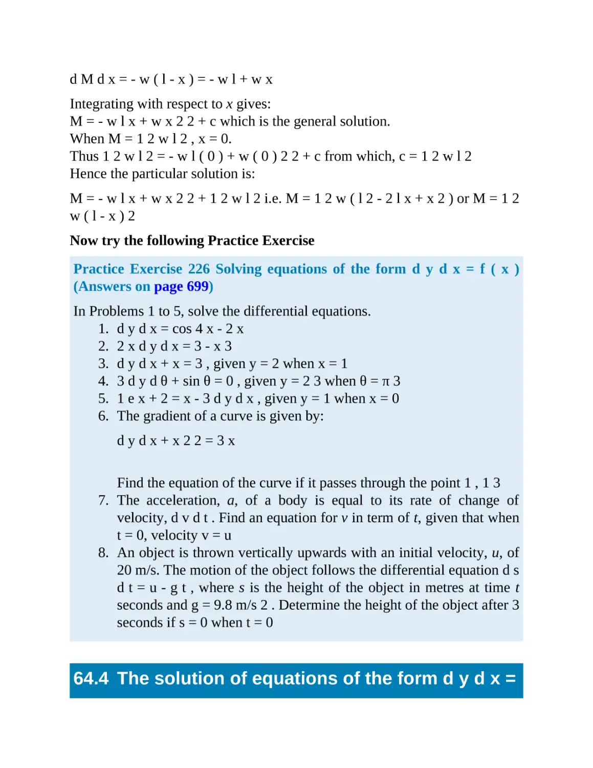 64.4 The solution of equations of the form