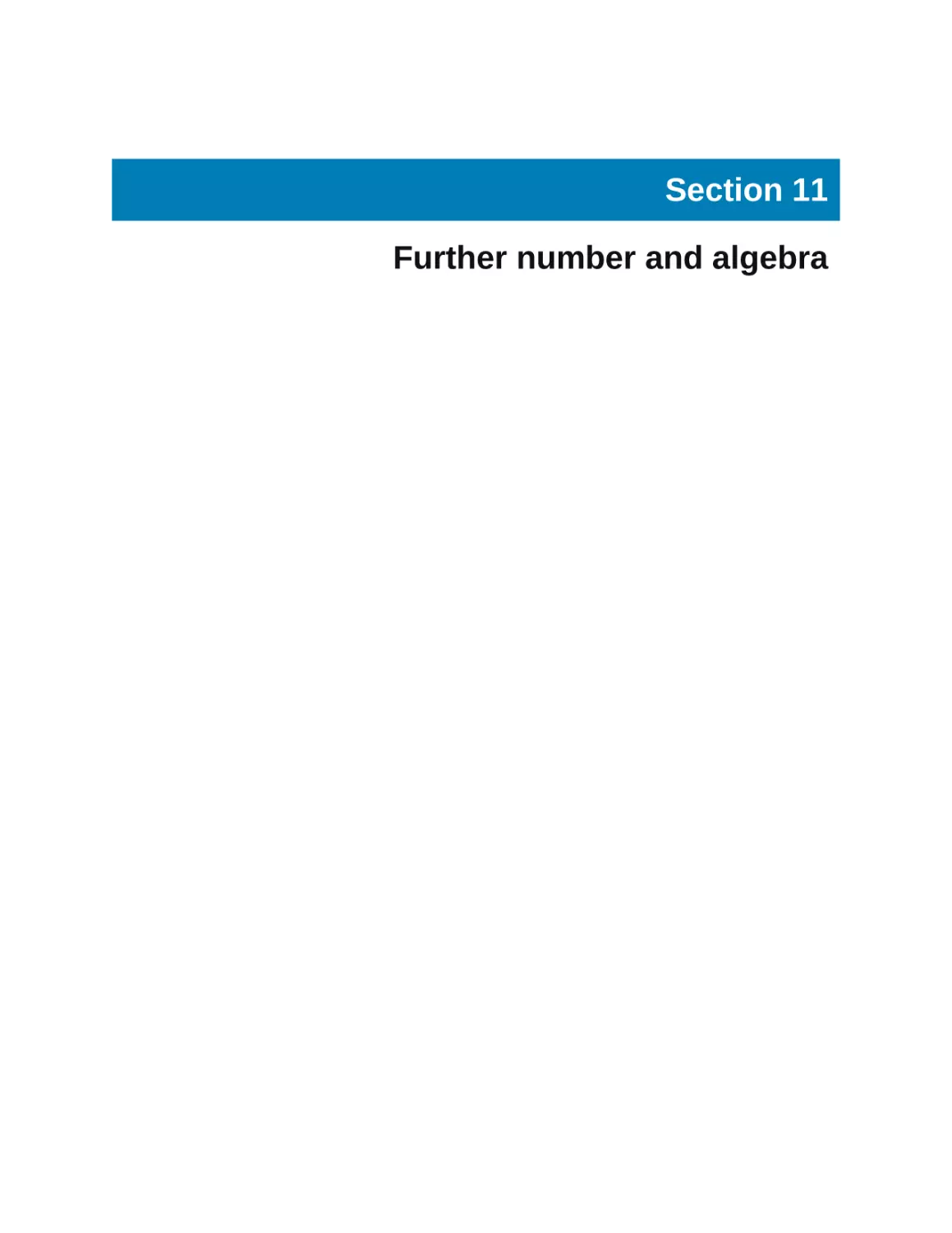 Section 11 Further number and algebra