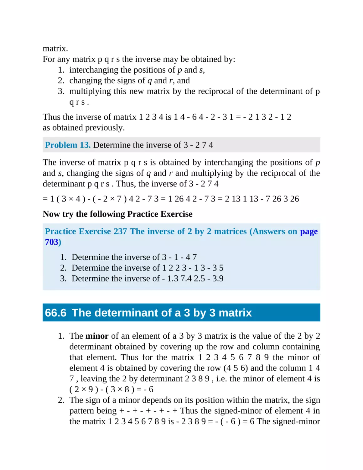 66.6 The determinant of a 3 by 3 matrix