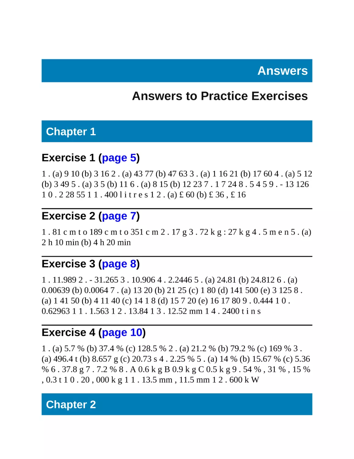 Answers to Practice Exercises