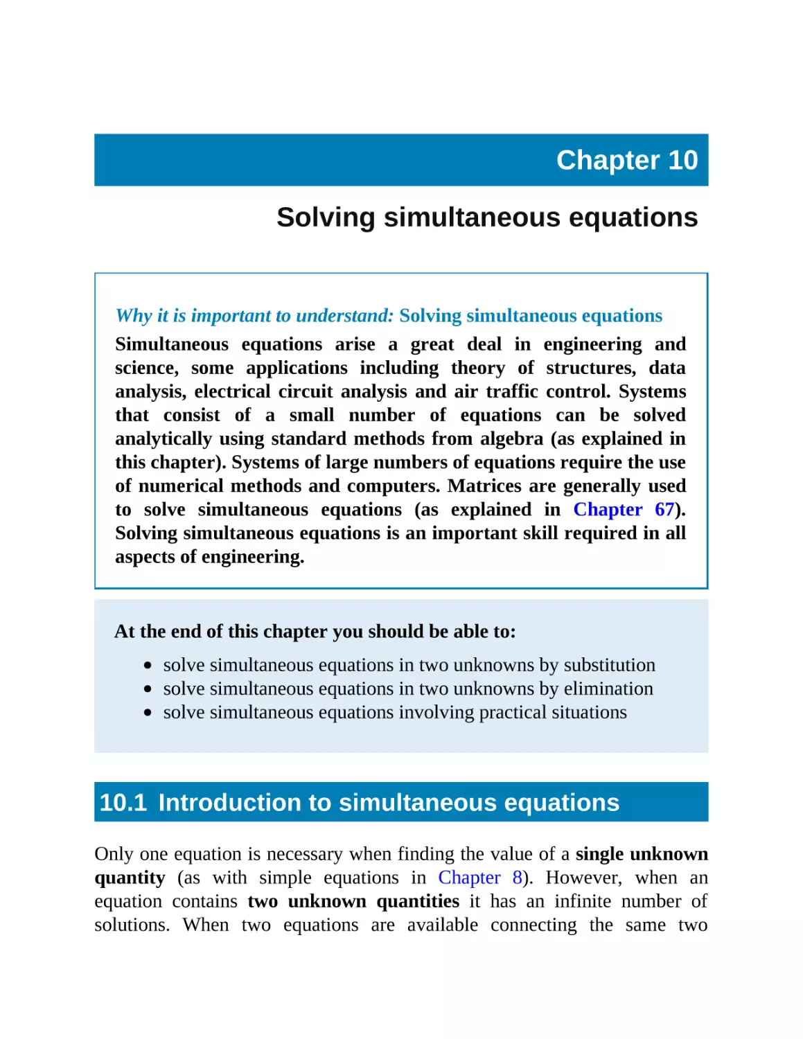 10 Solving simultaneous equations
10.1 Introduction to simultaneous equations