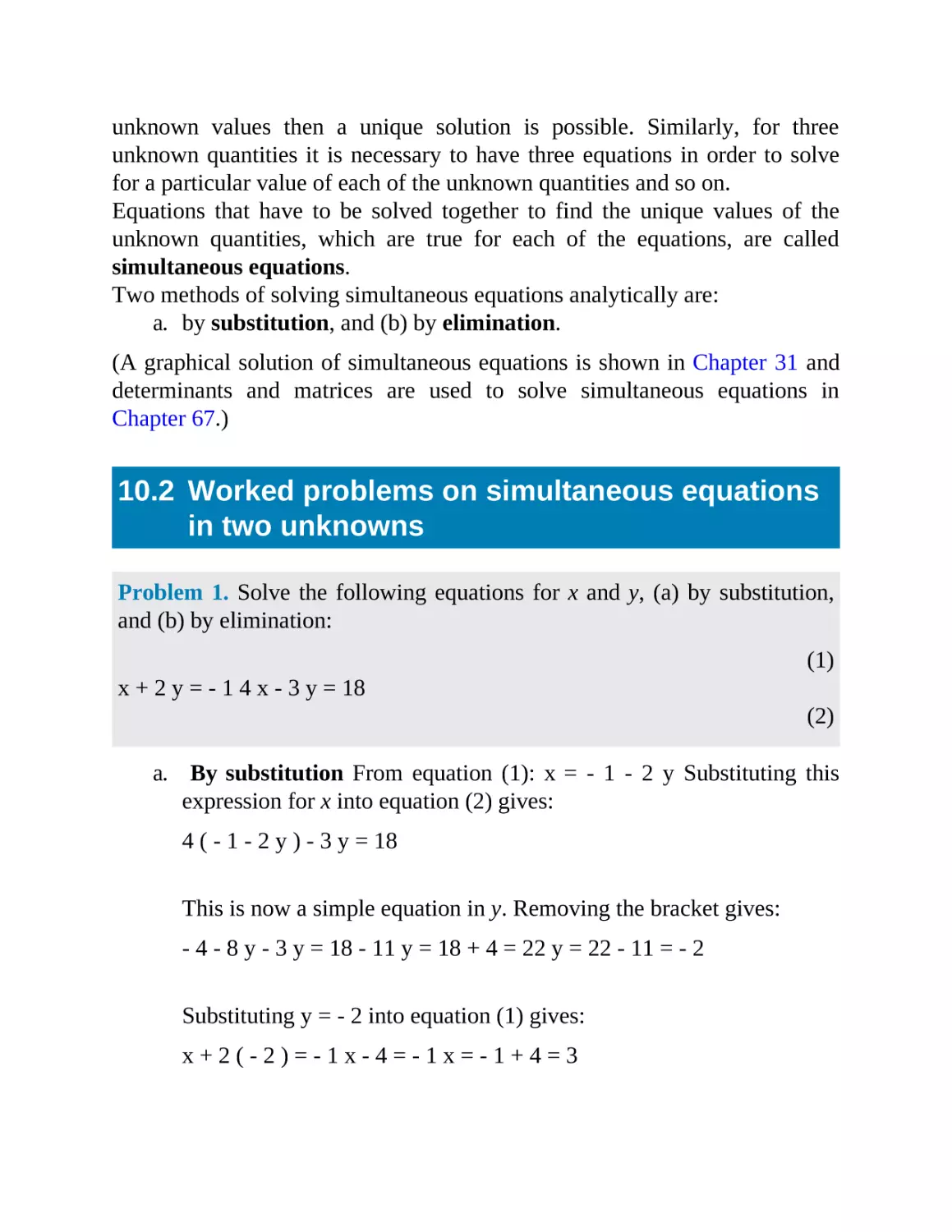 10.2 Worked problems on simultaneous equations in two unknowns