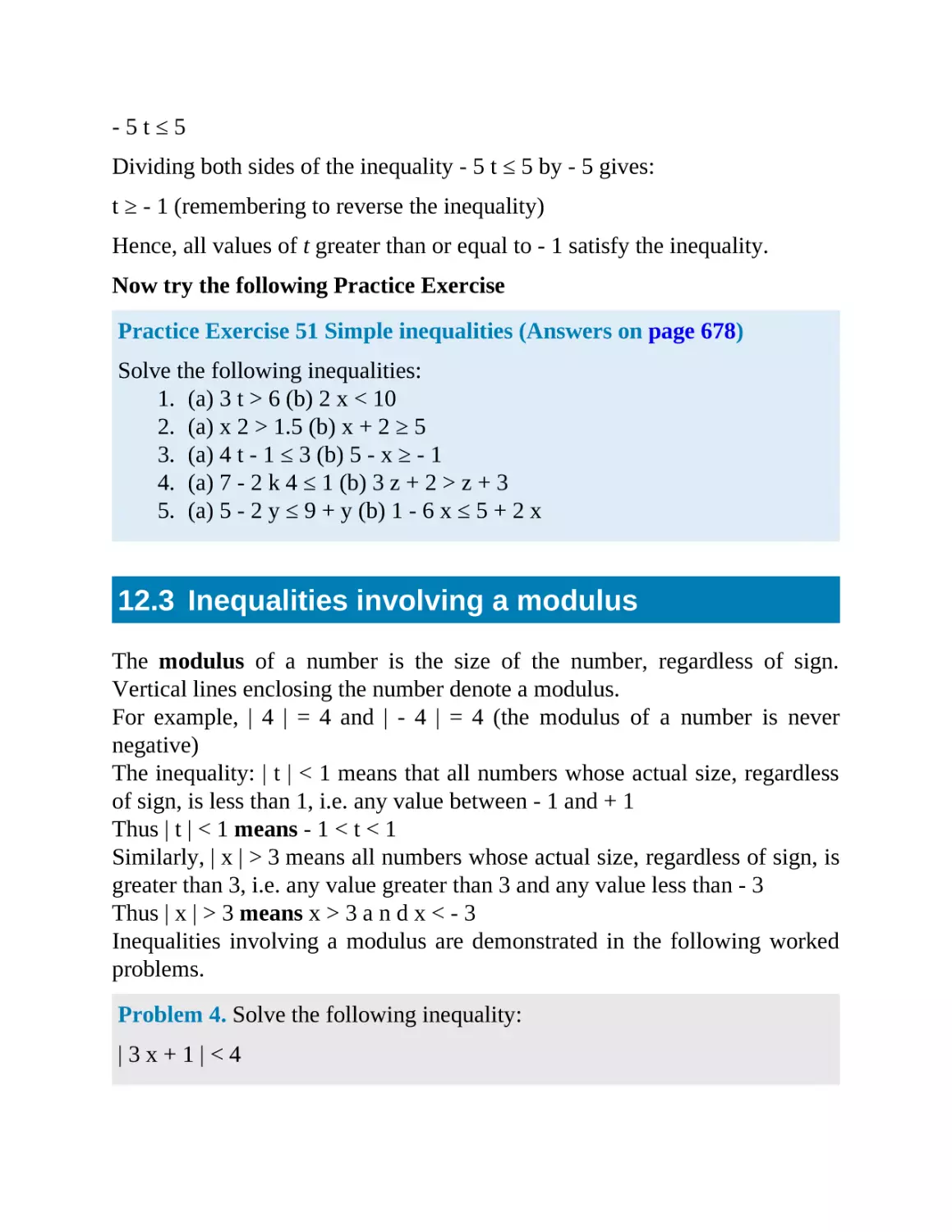 12.3 Inequalities involving a modulus
