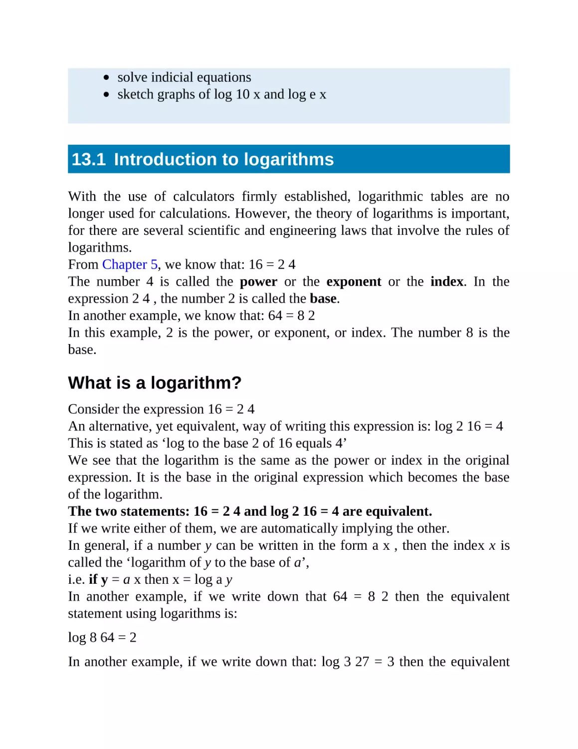 13.1 Introduction to logarithms