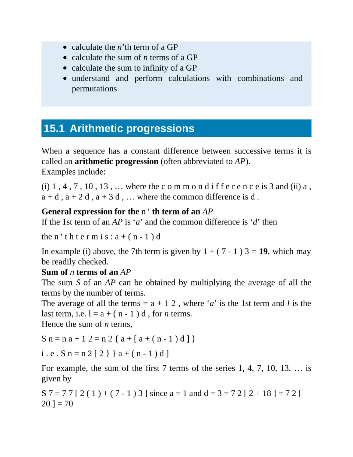15.1 Arithmetic progressions