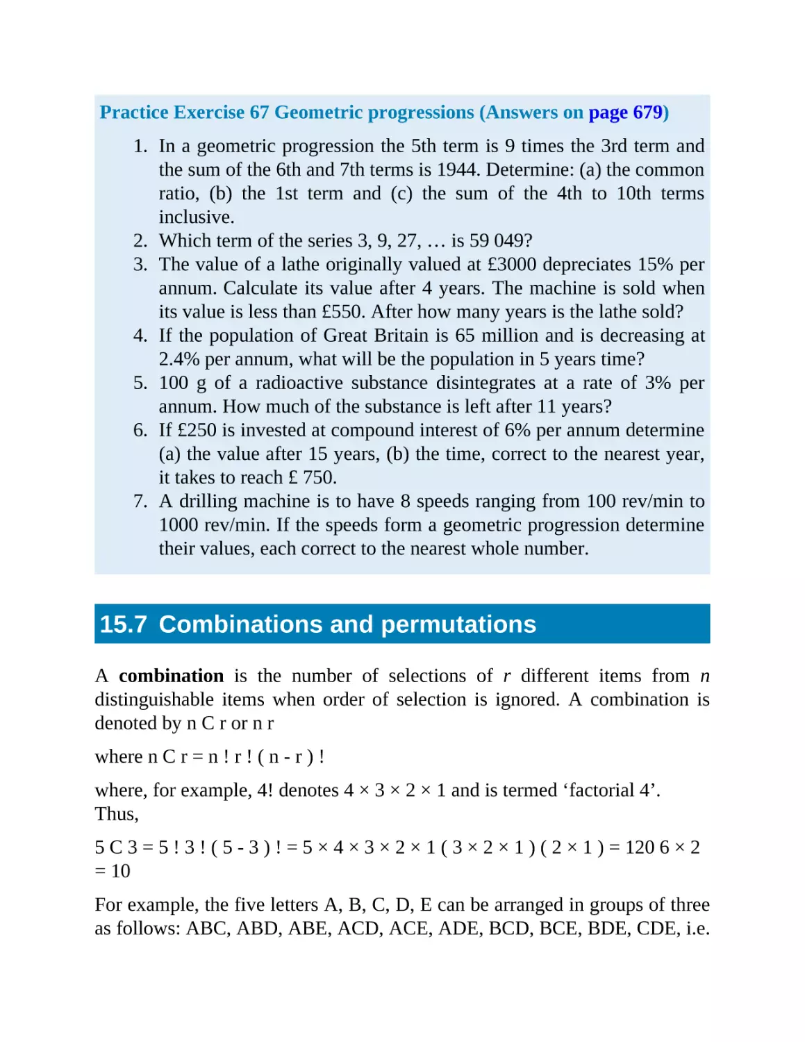 15.7 Combinations and permutations