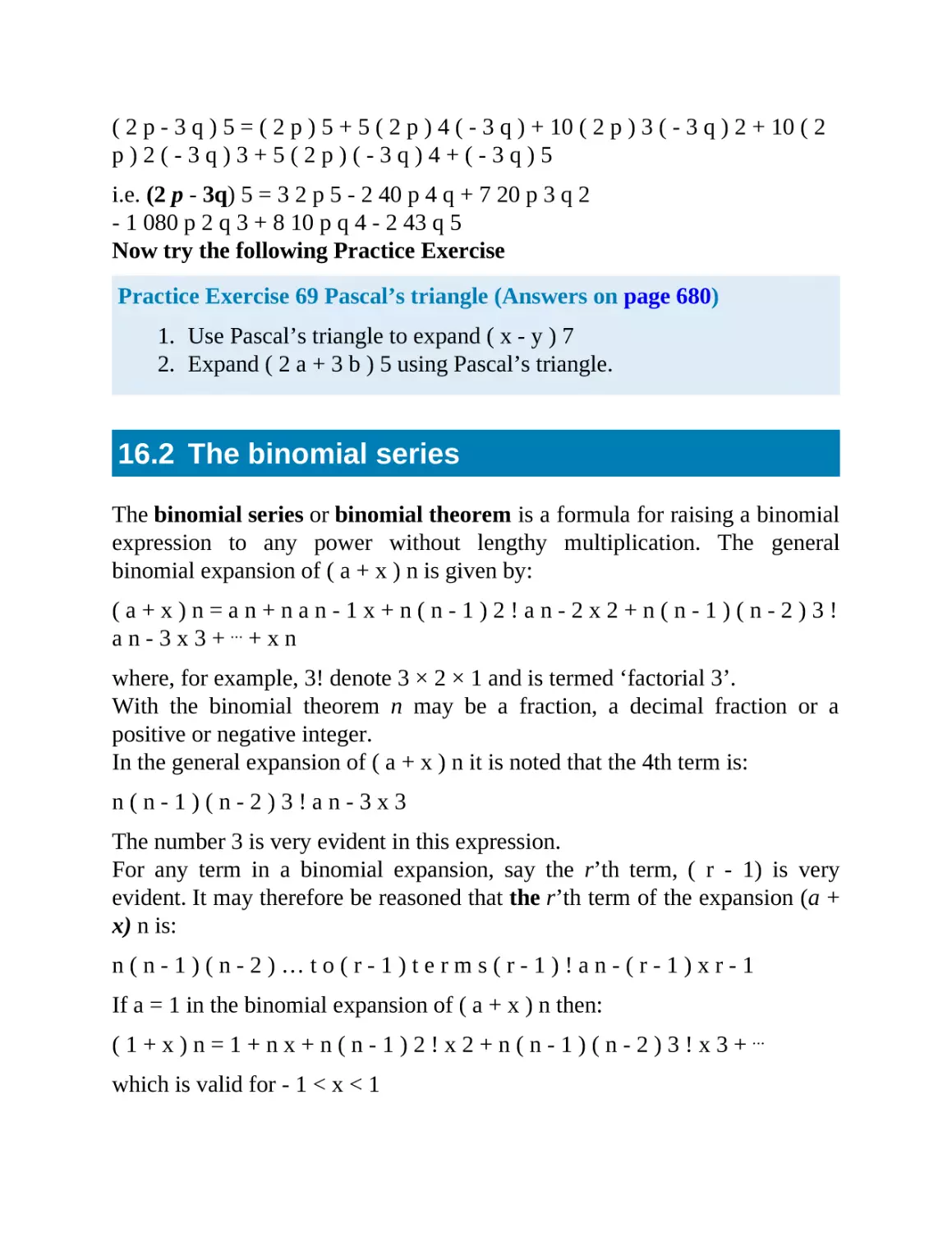16.2 The binomial series