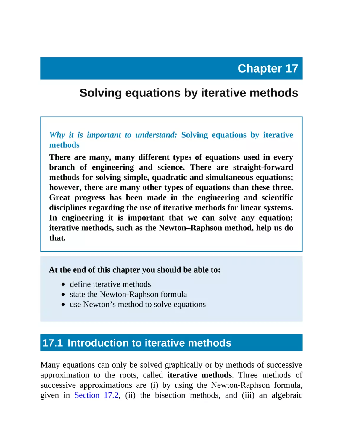17 Solving equations by iterative methods
17.1 Introduction to iterative methods