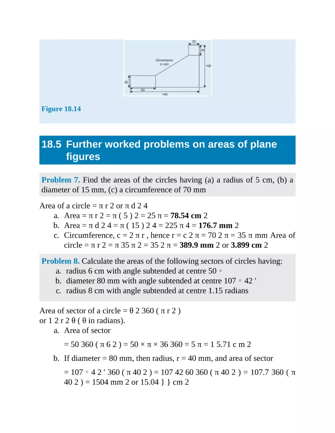 18.5 Further worked problems on areas of plane figures