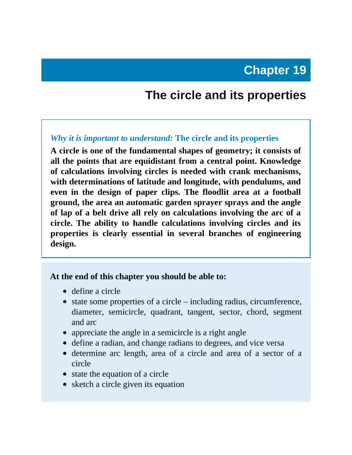 19 The circle and its properties