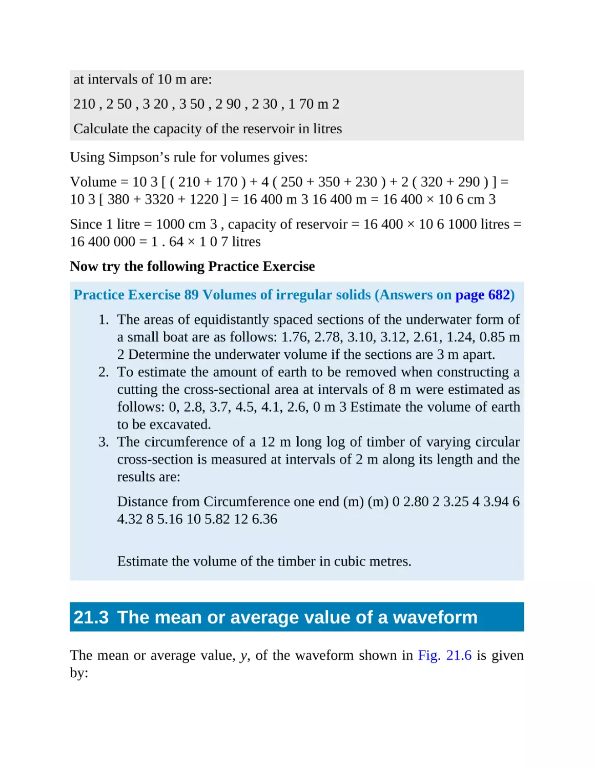 21.3 The mean or average value of a waveform