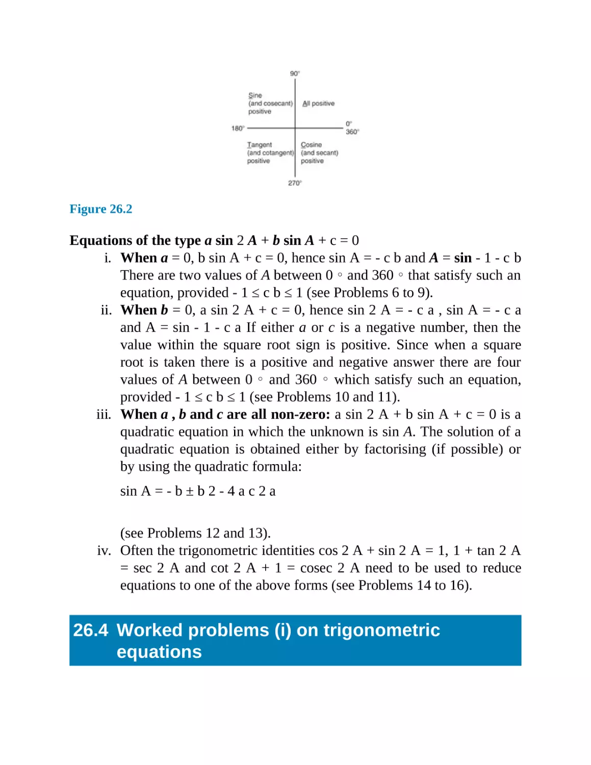 26.4 Worked problems (i) on trigonometric equations