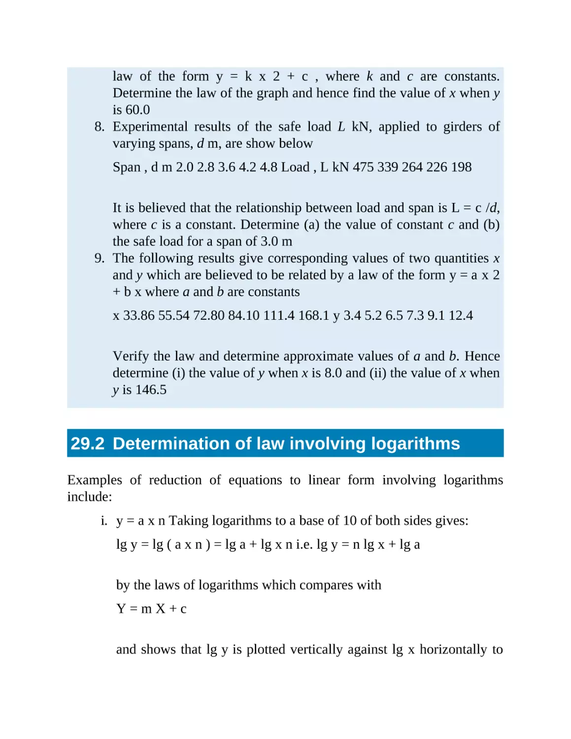 29.2 Determination of law involving logarithms