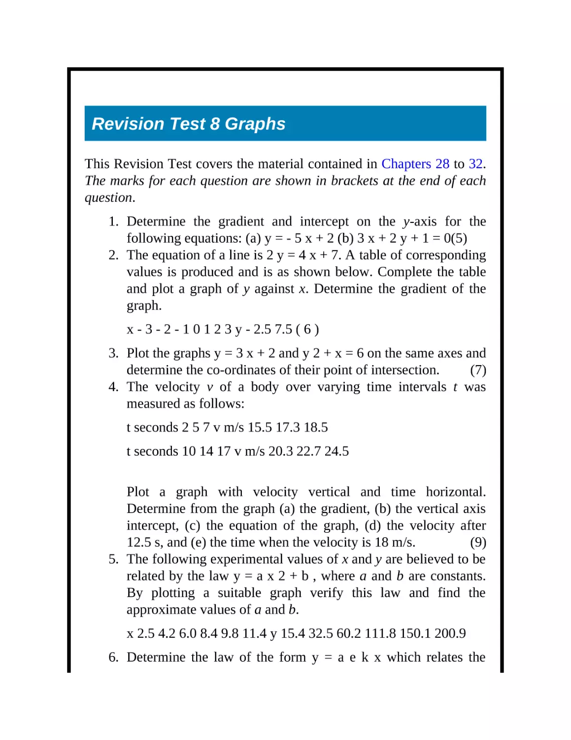Revision Test 8