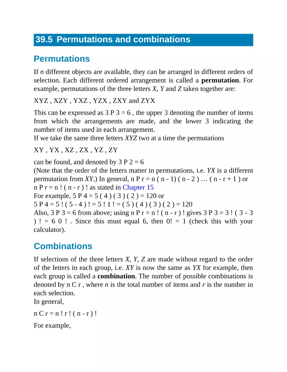 39.5 Permutations and combinations