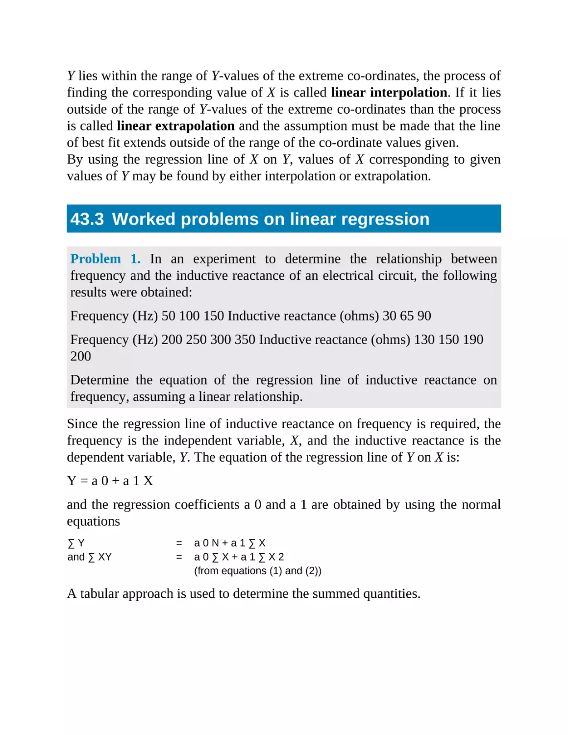 43.3 Worked problems on linear regression