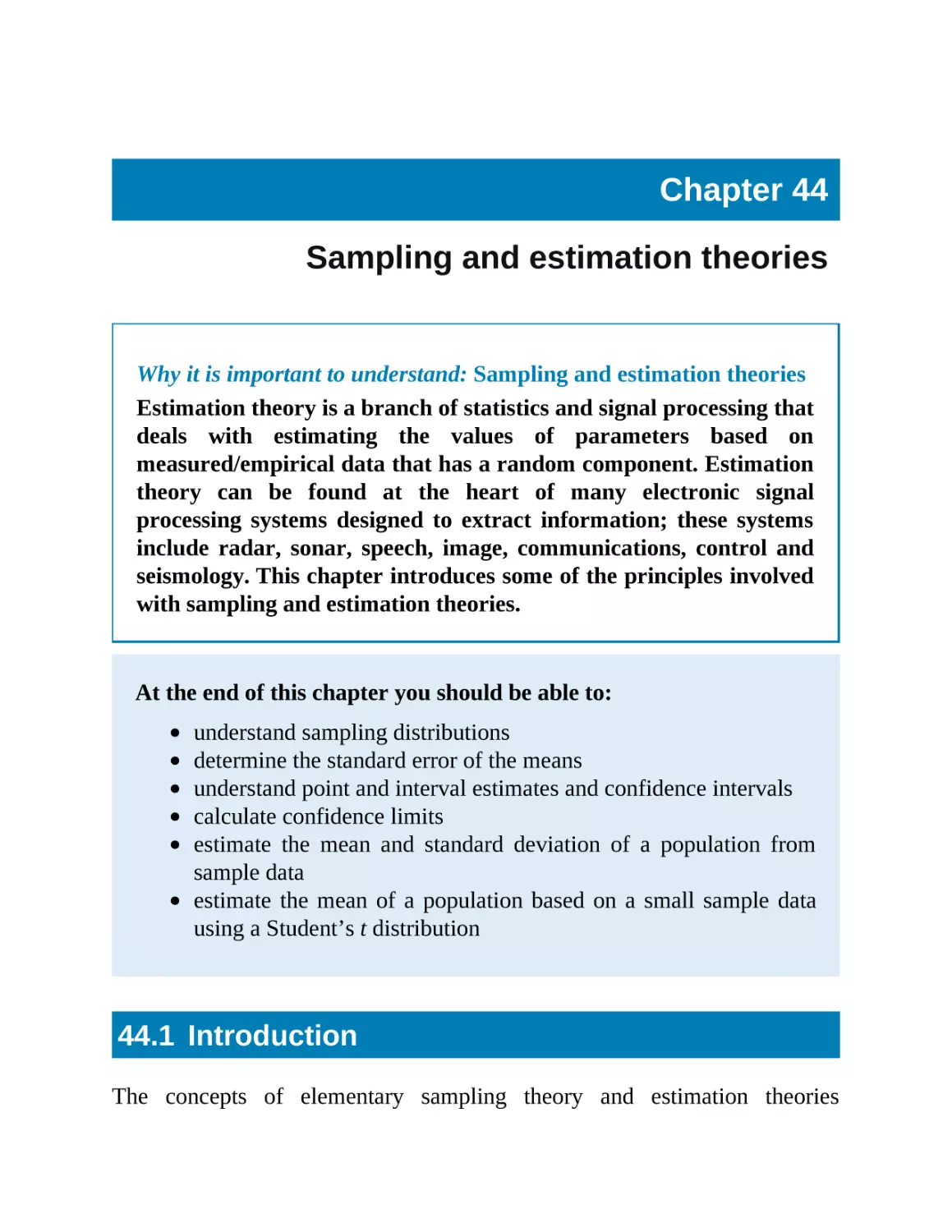 44 Sampling and estimation theories
44.1 Introduction