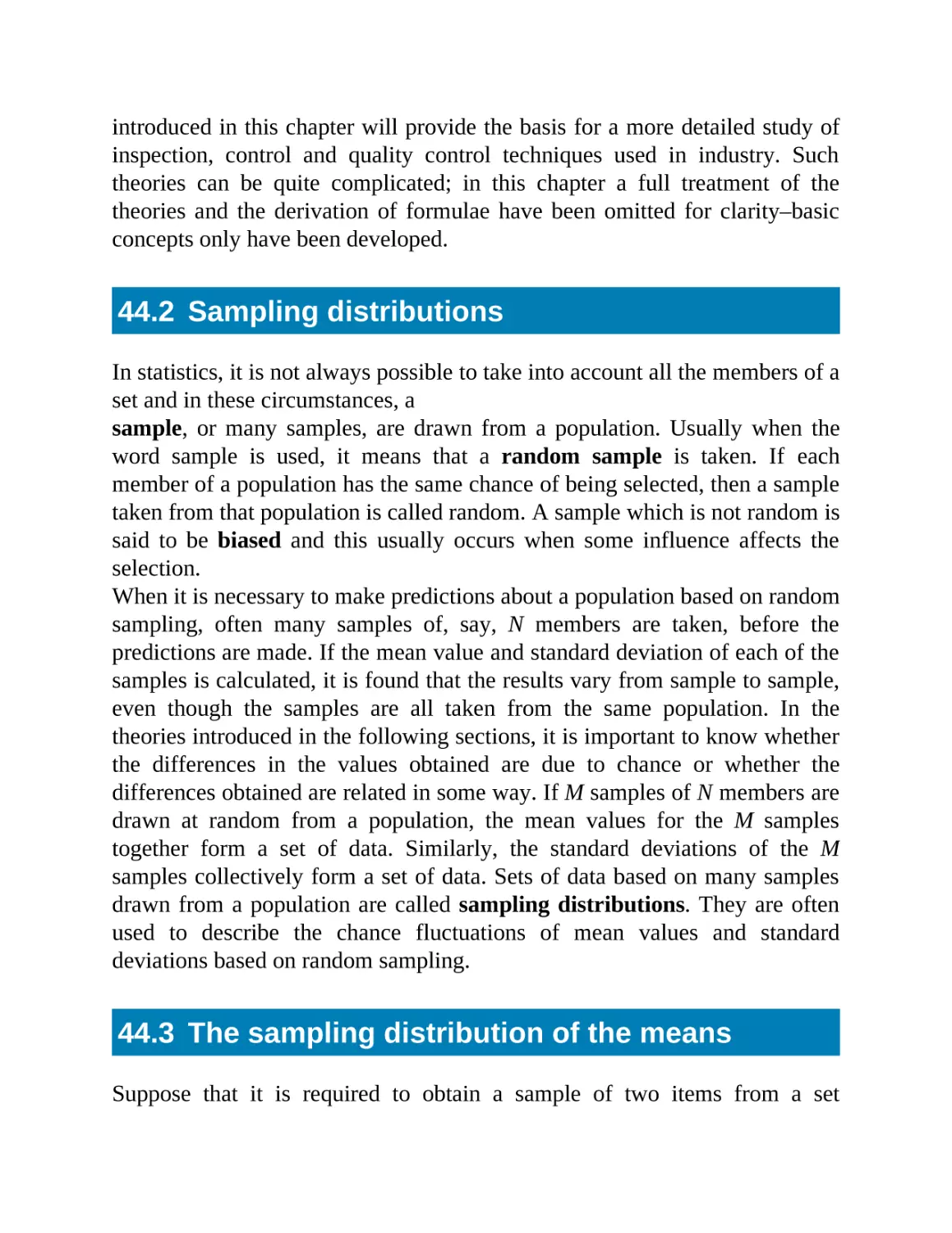 44.2 Sampling distributions
44.3 The sampling distribution of the means