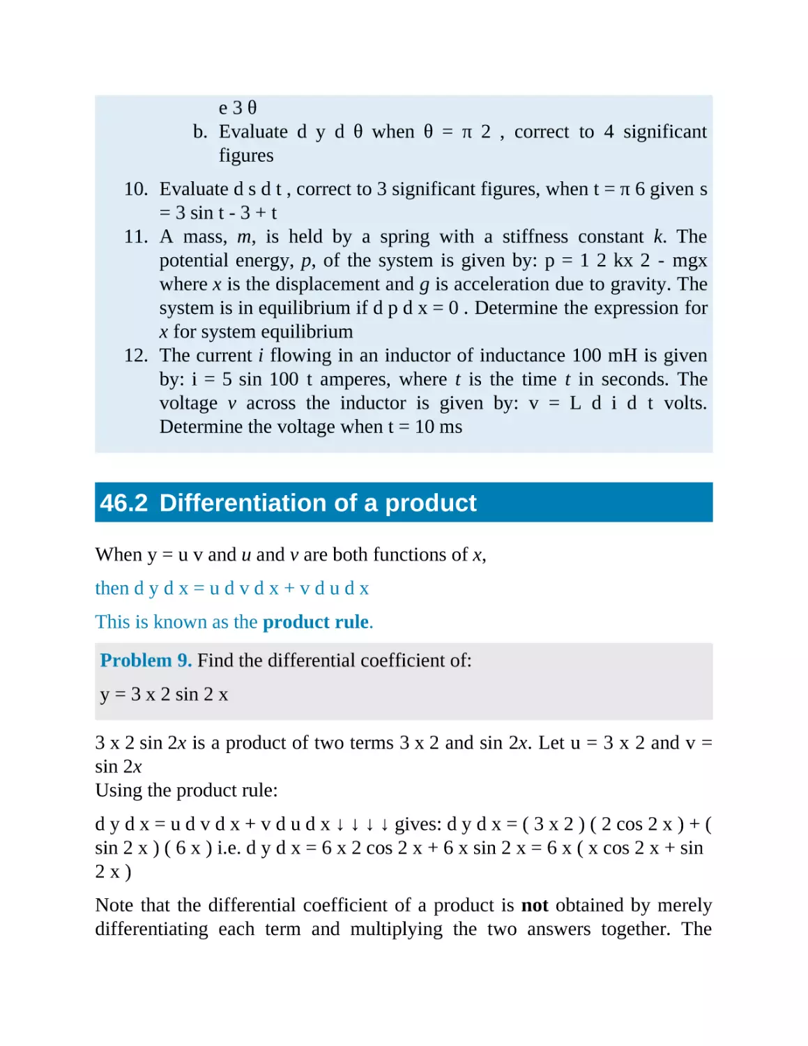46.2 Differentiation of a product