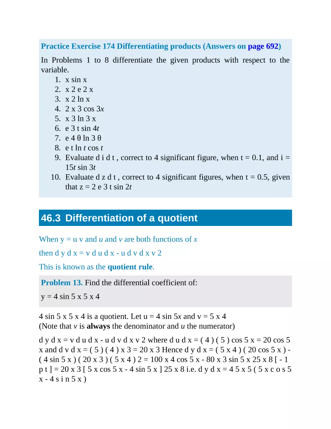 46.3 Differentiation of a quotient