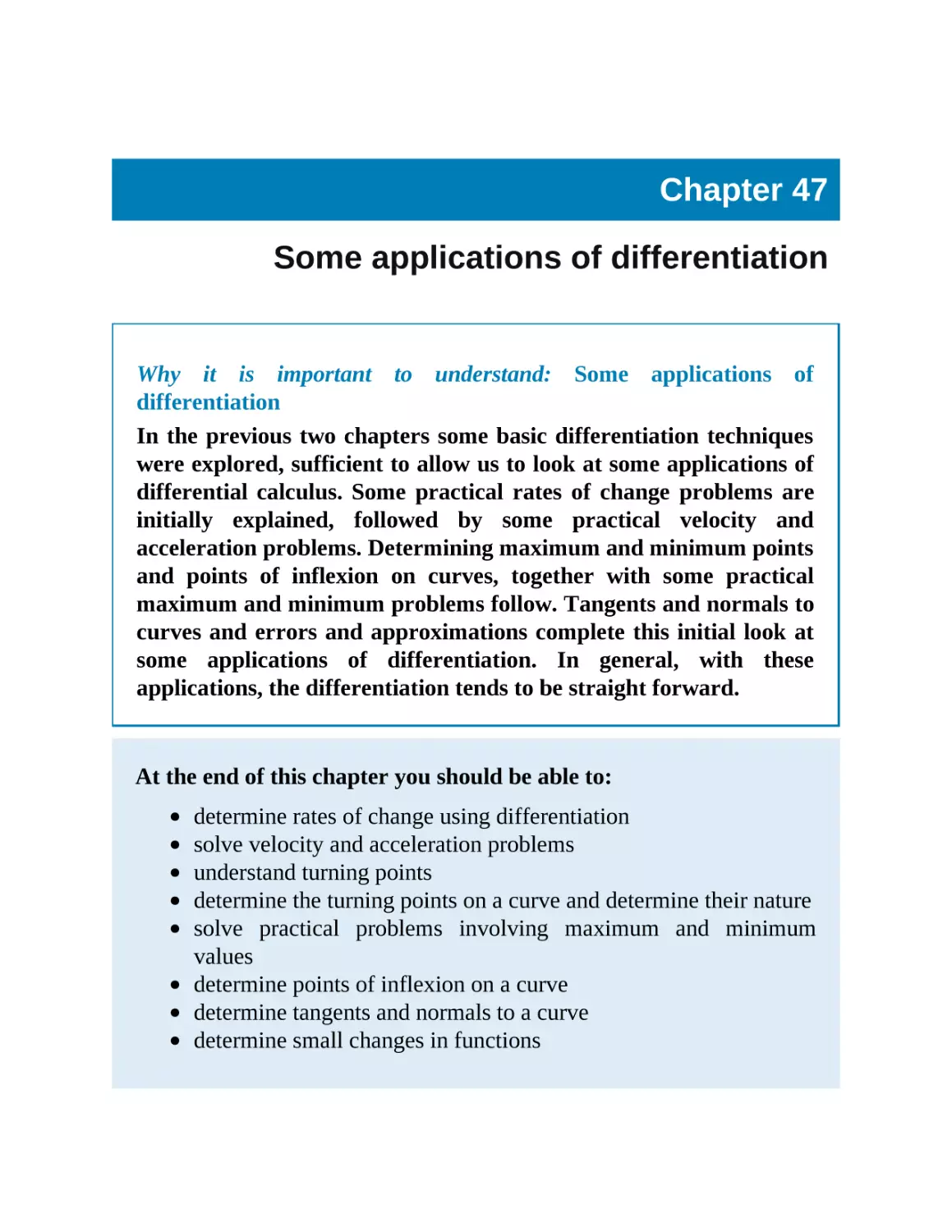 47 Some applications of differentiation