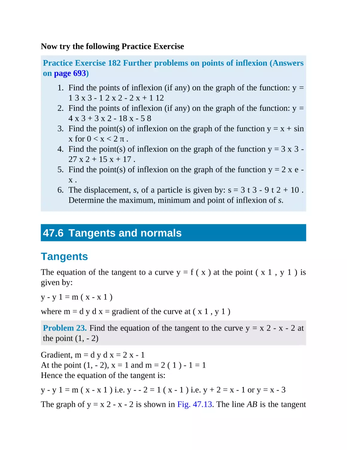 47.6 Tangents and normals