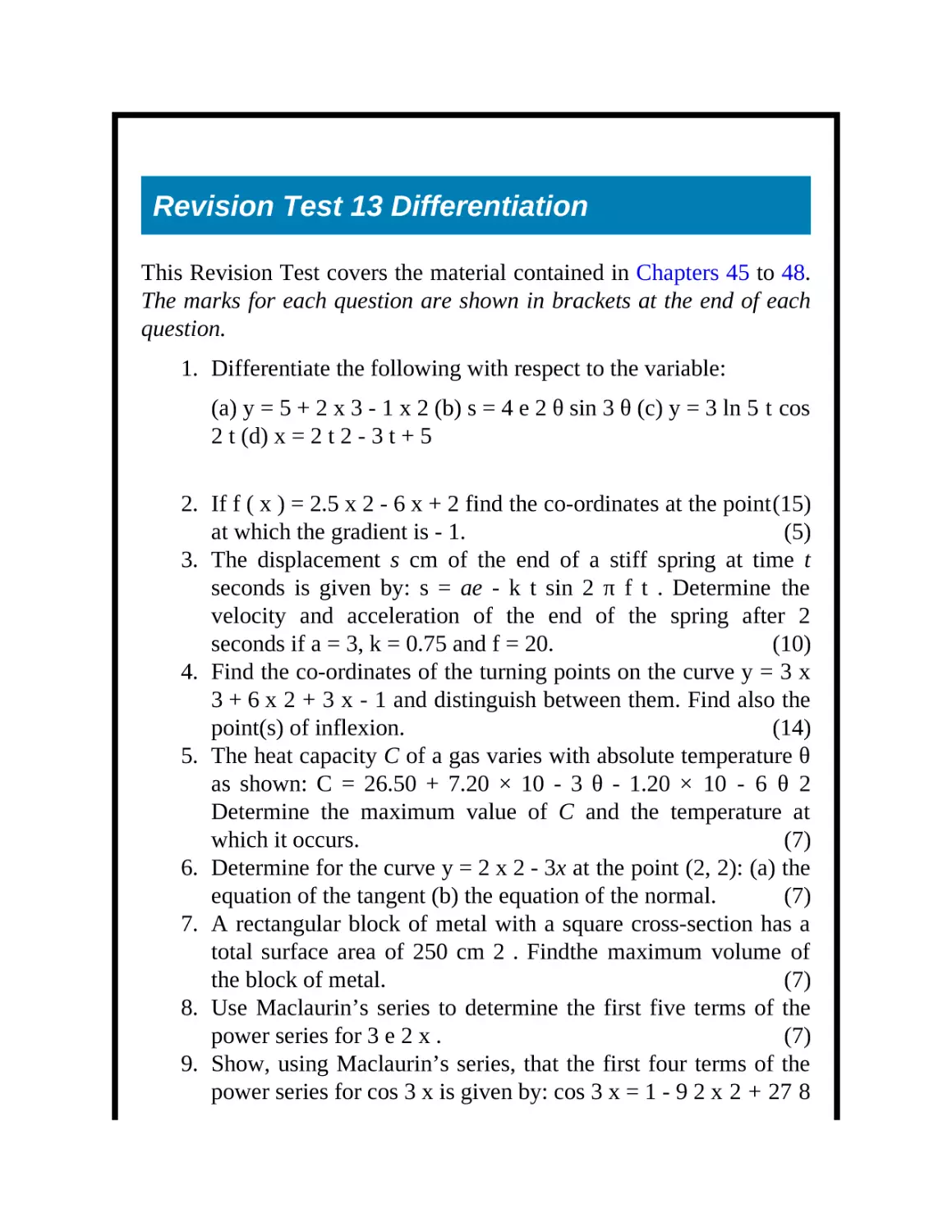 Revision Test 13