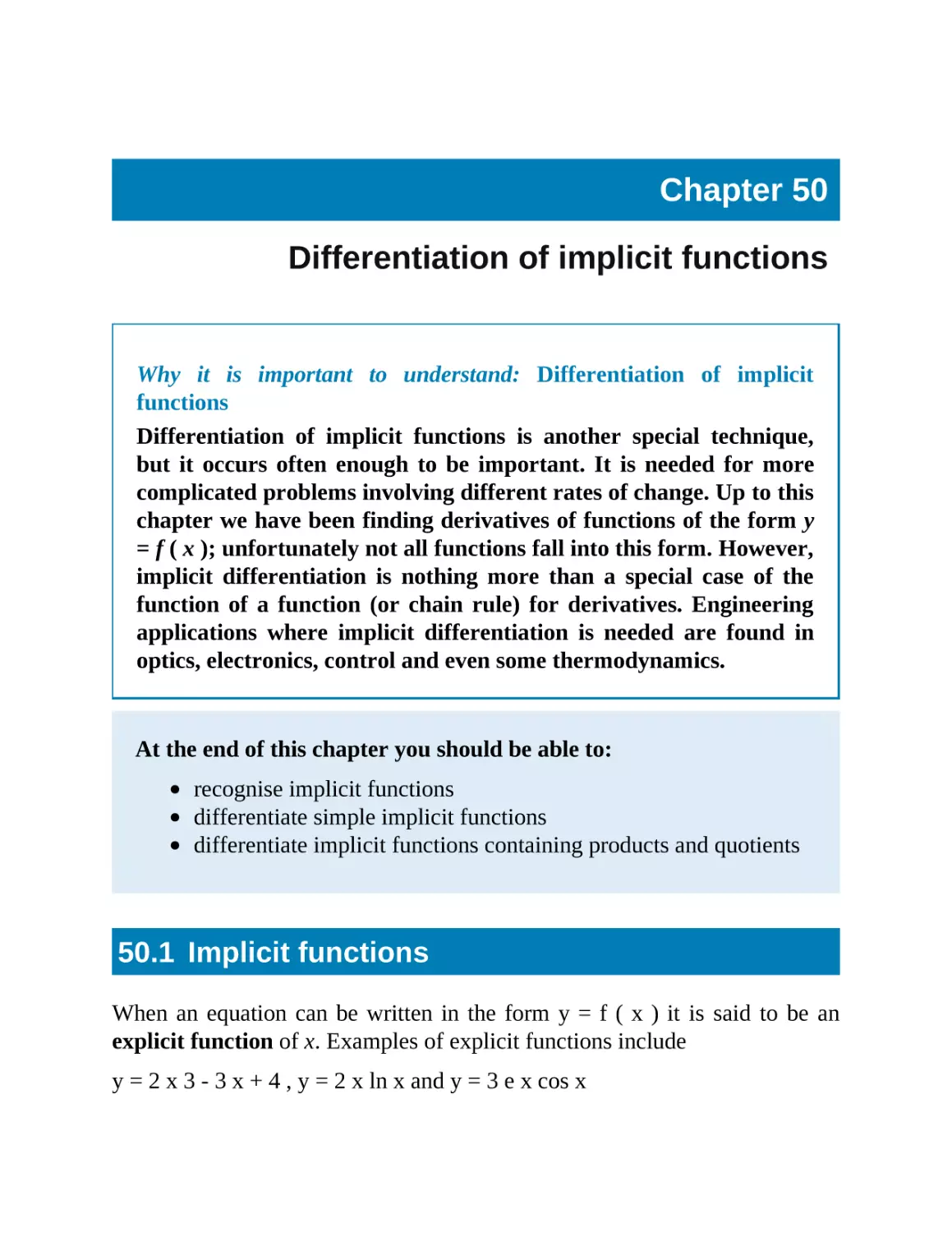 50 Differentiation of implicit functions
50.1 Implicit functions