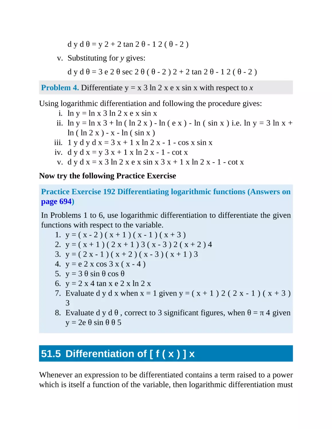 51.5 Differentiation of [