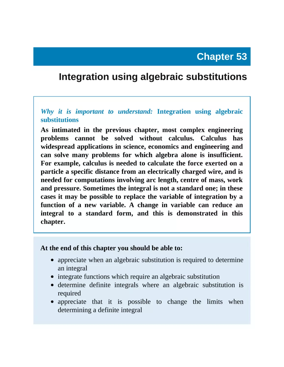53 Integration using algebraic substitutions