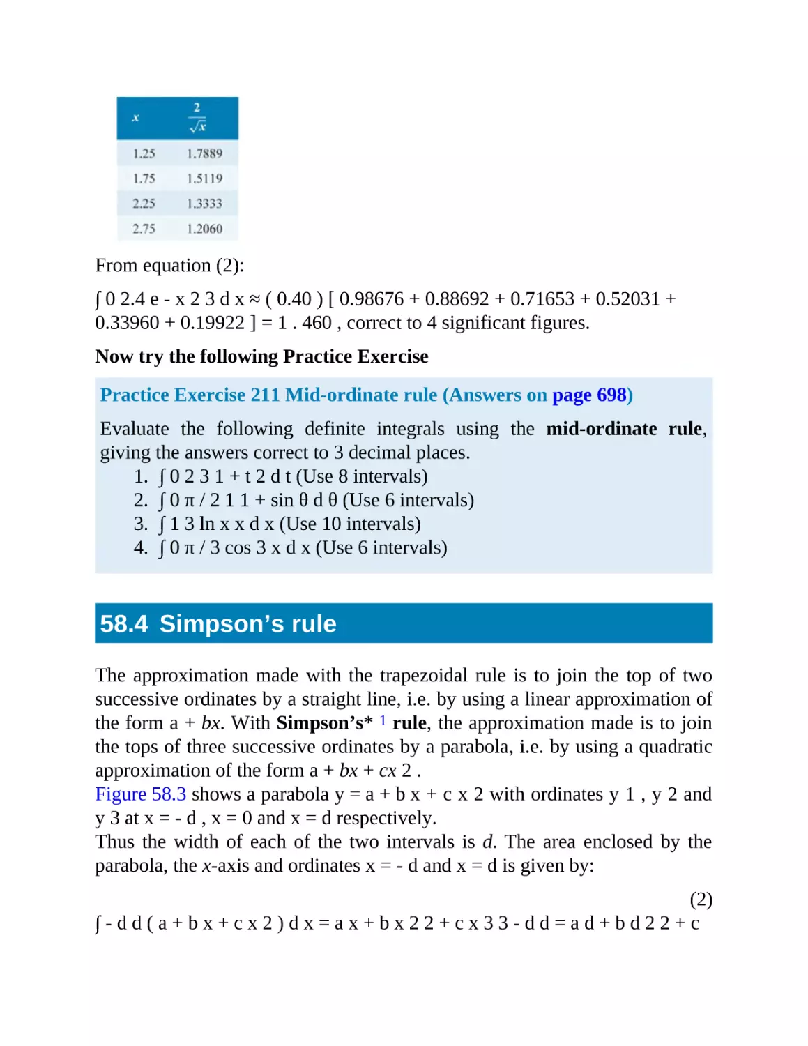 58.4 Simpson’s rule