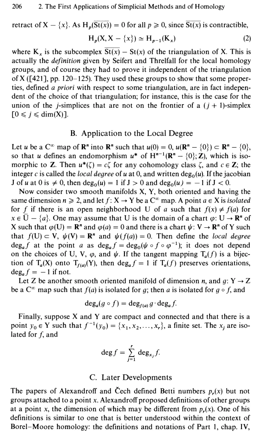B. Application to the Local Degree
C. Later Developments