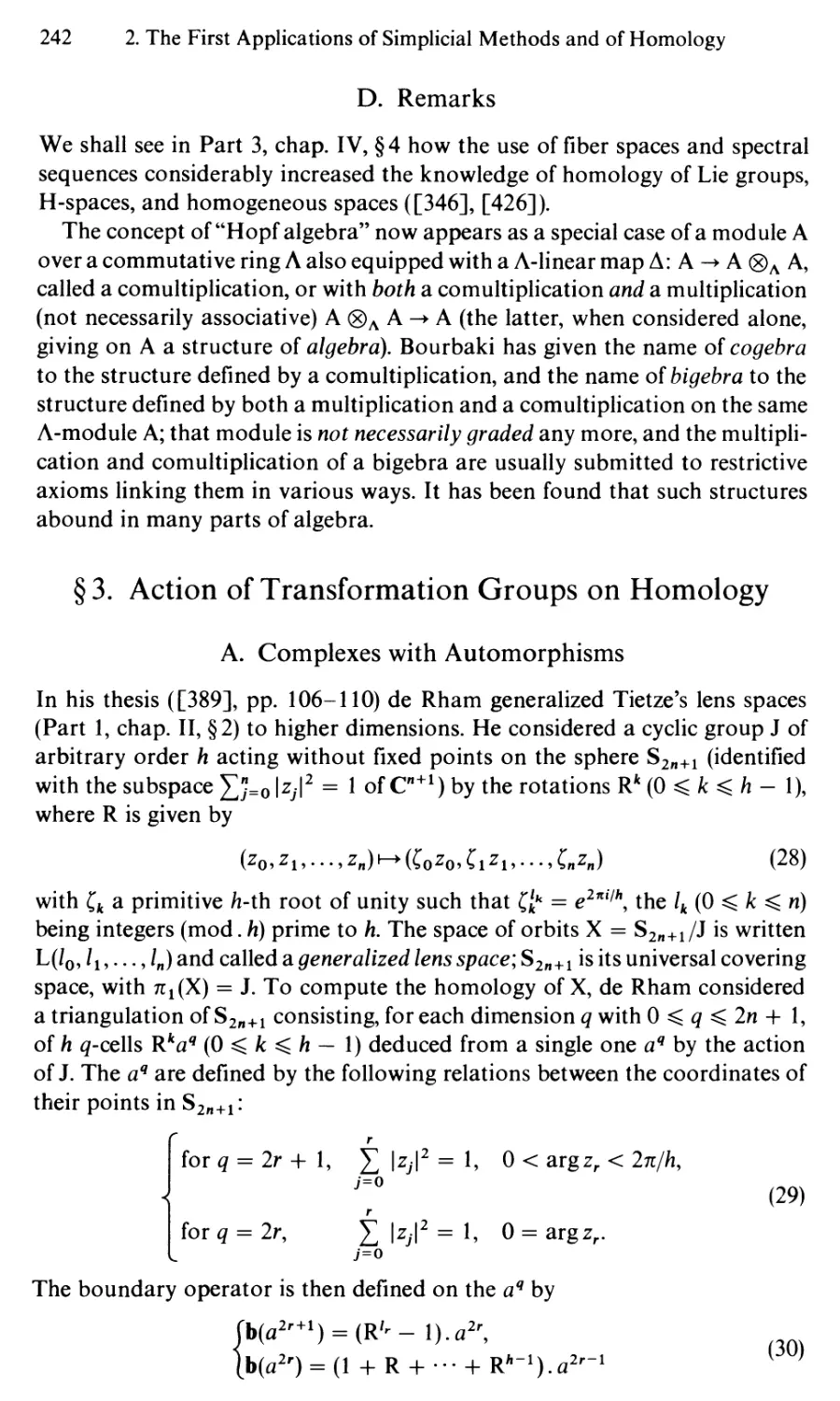 D. Remarks
§3. Action of Transformation Groups on Homology