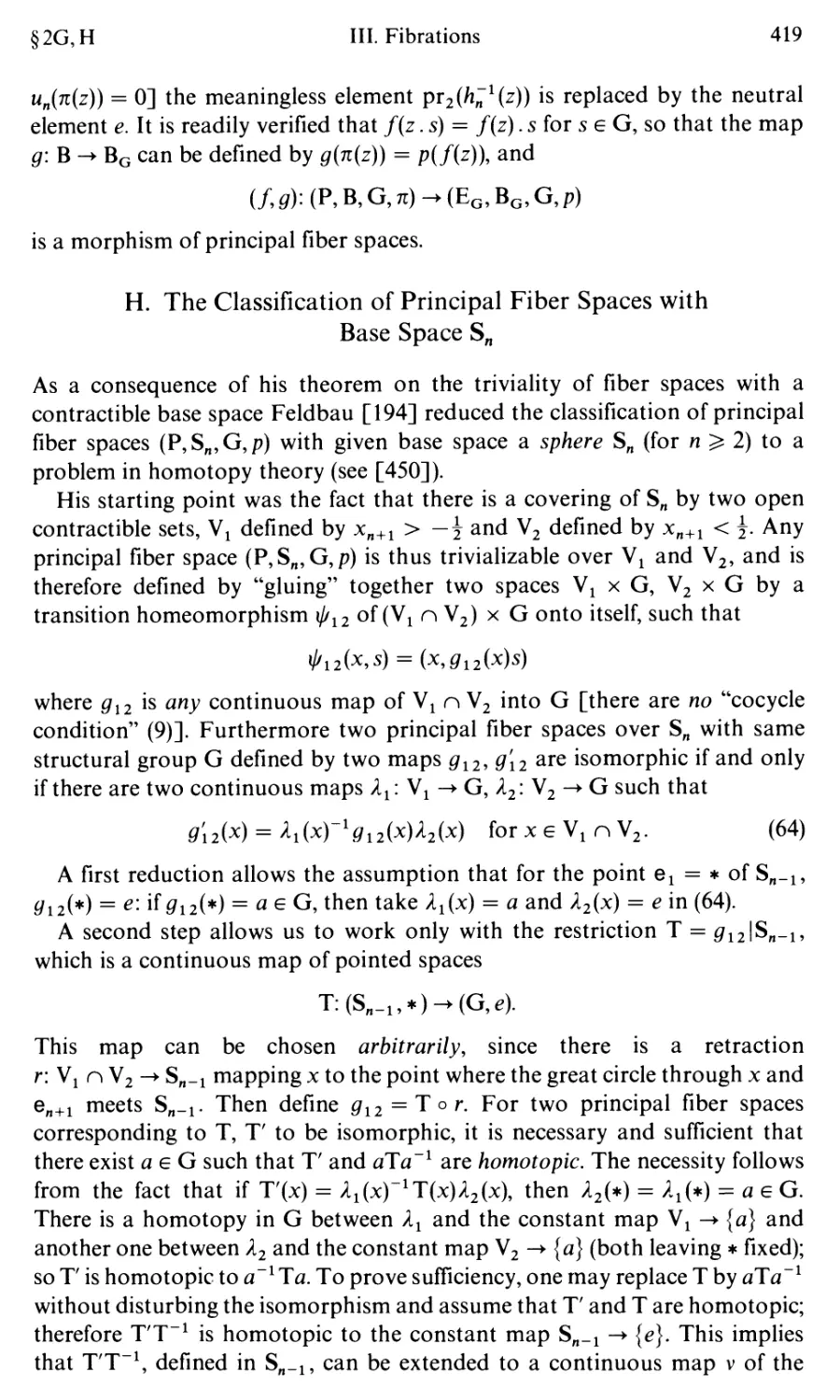 H. The Classification of Principal Fiber Spaces with Base Space S_n