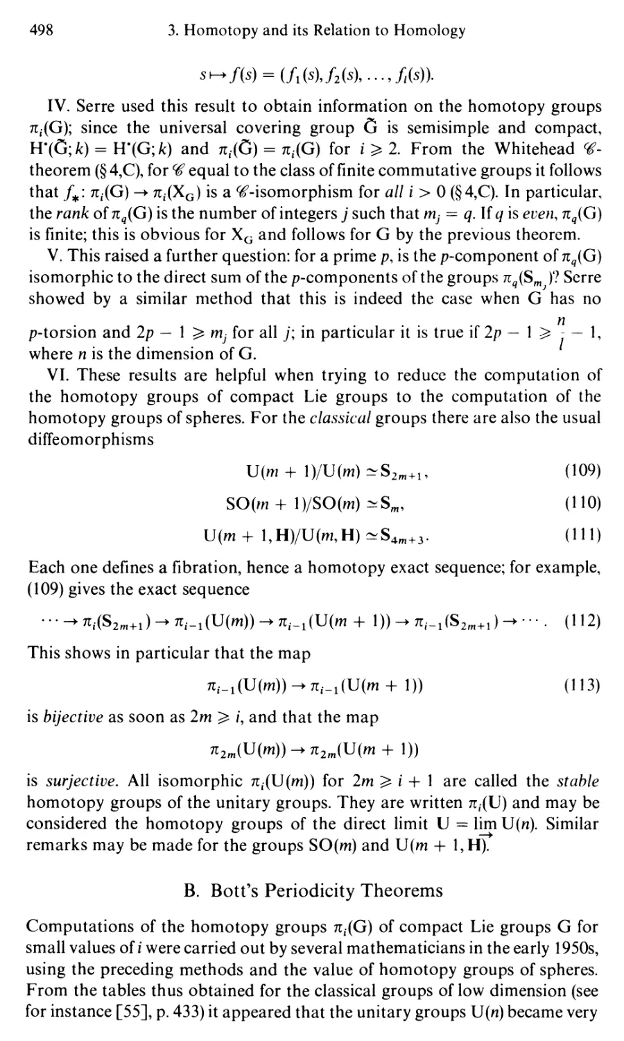 B. Bott's Periodicity Theorems