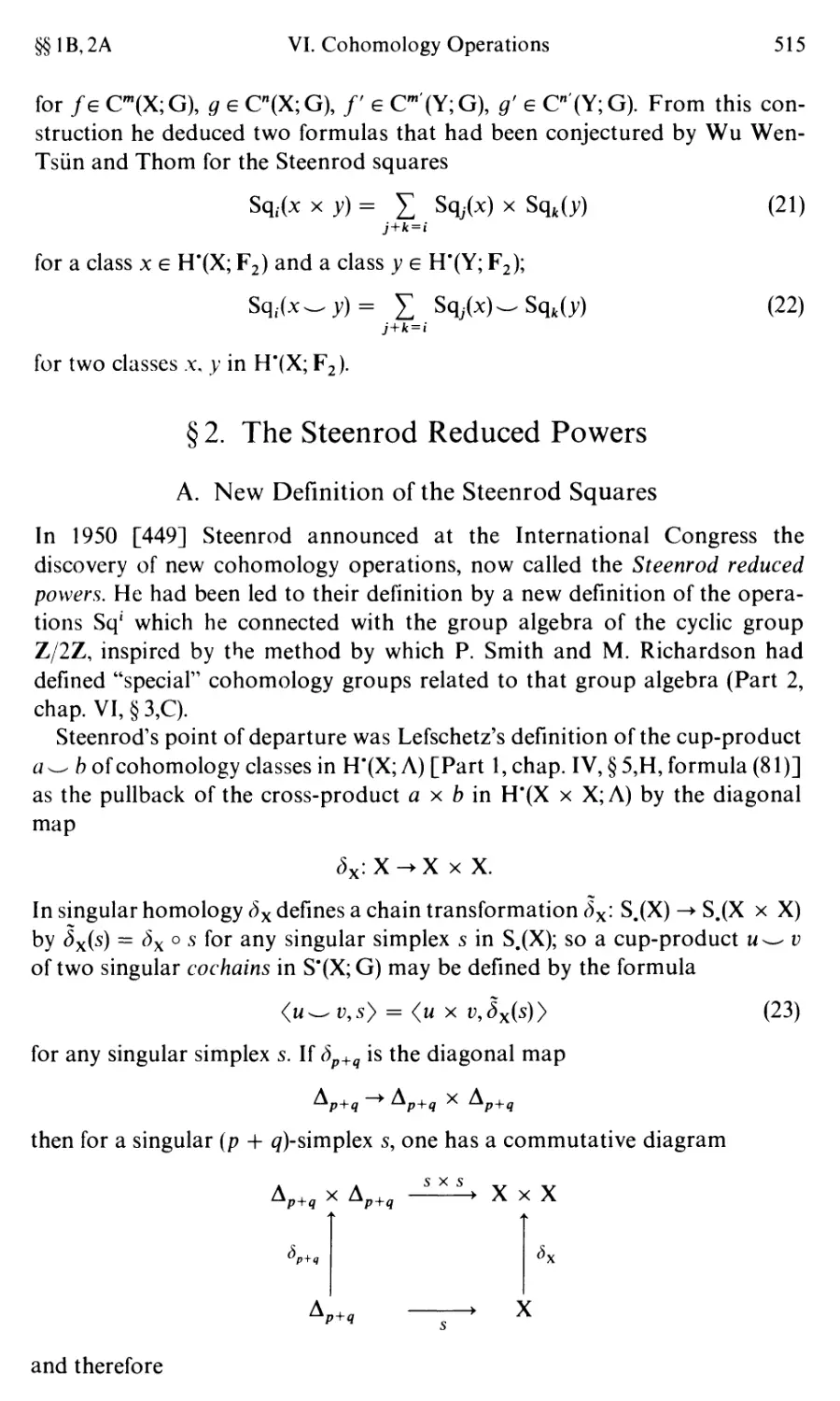 §2. The Steenrod Reduced Powers
