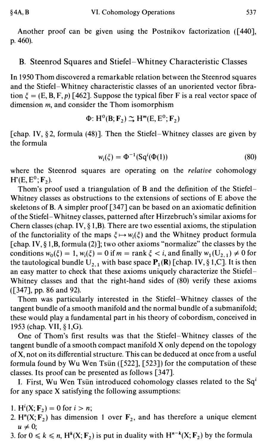 B. Steenrod Squares and Stiefel-Whitney Classes