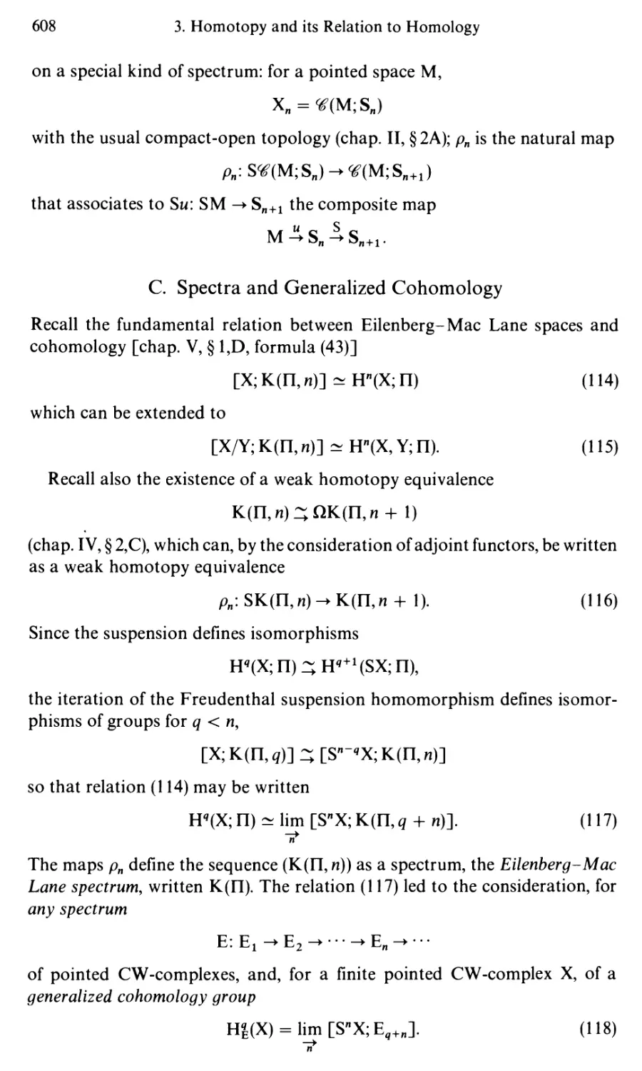 C. Spectra and Generalized Cohomology