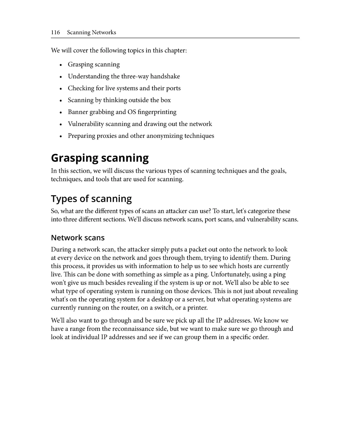 Grasping scanning
Types of scanning