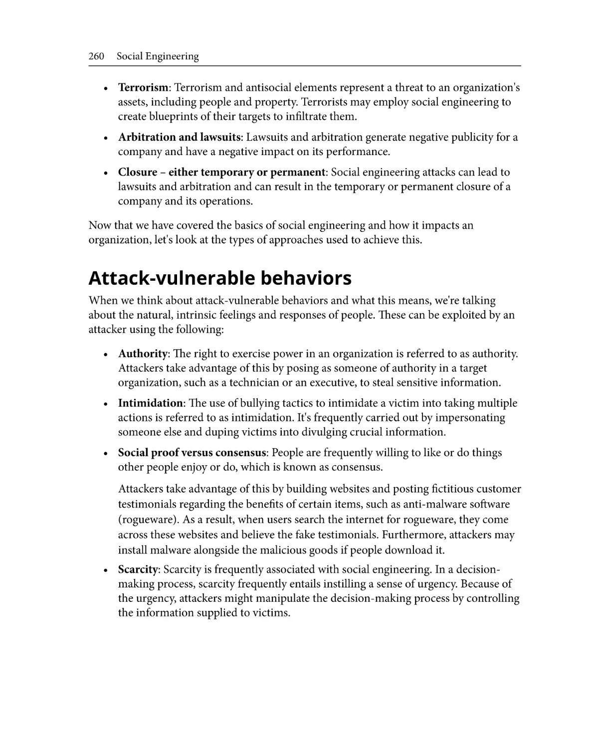 Attack-vulnerable behaviors