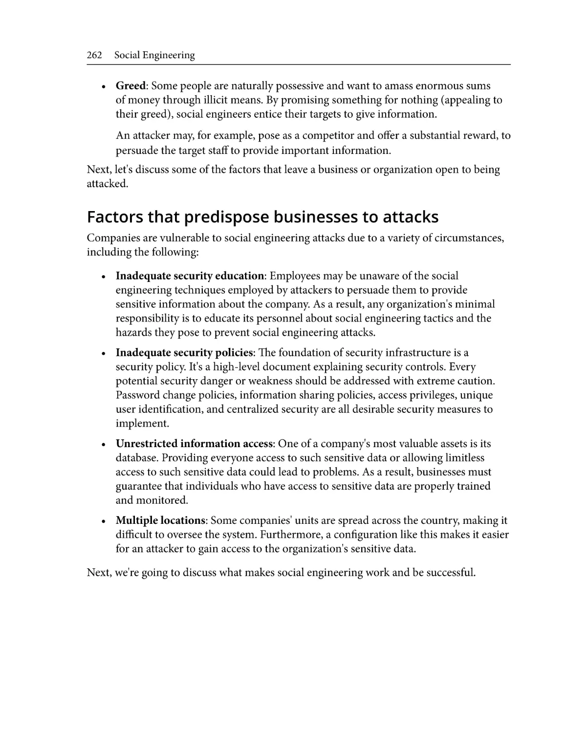 Factors that predispose businesses to attacks