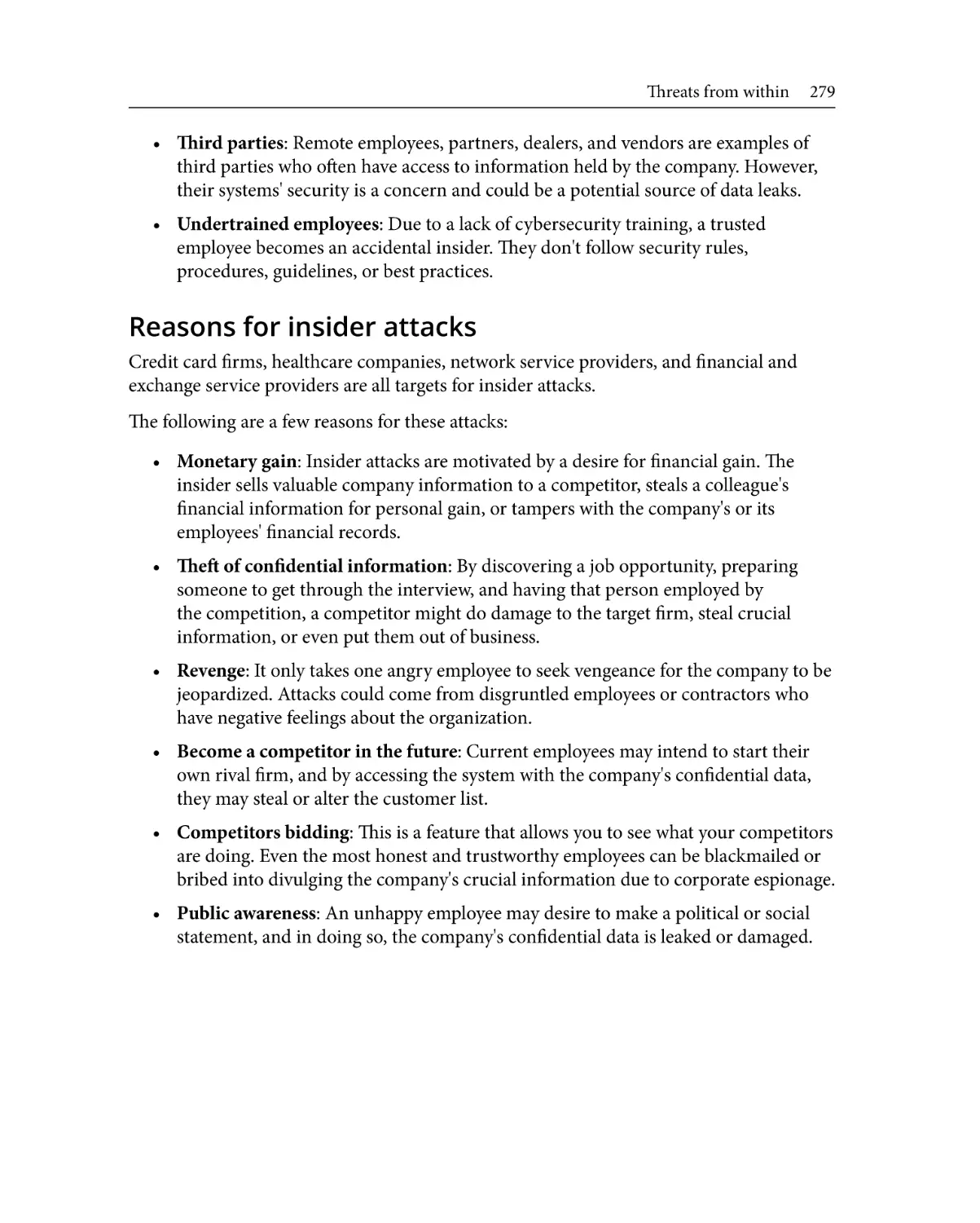 Reasons for insider attacks