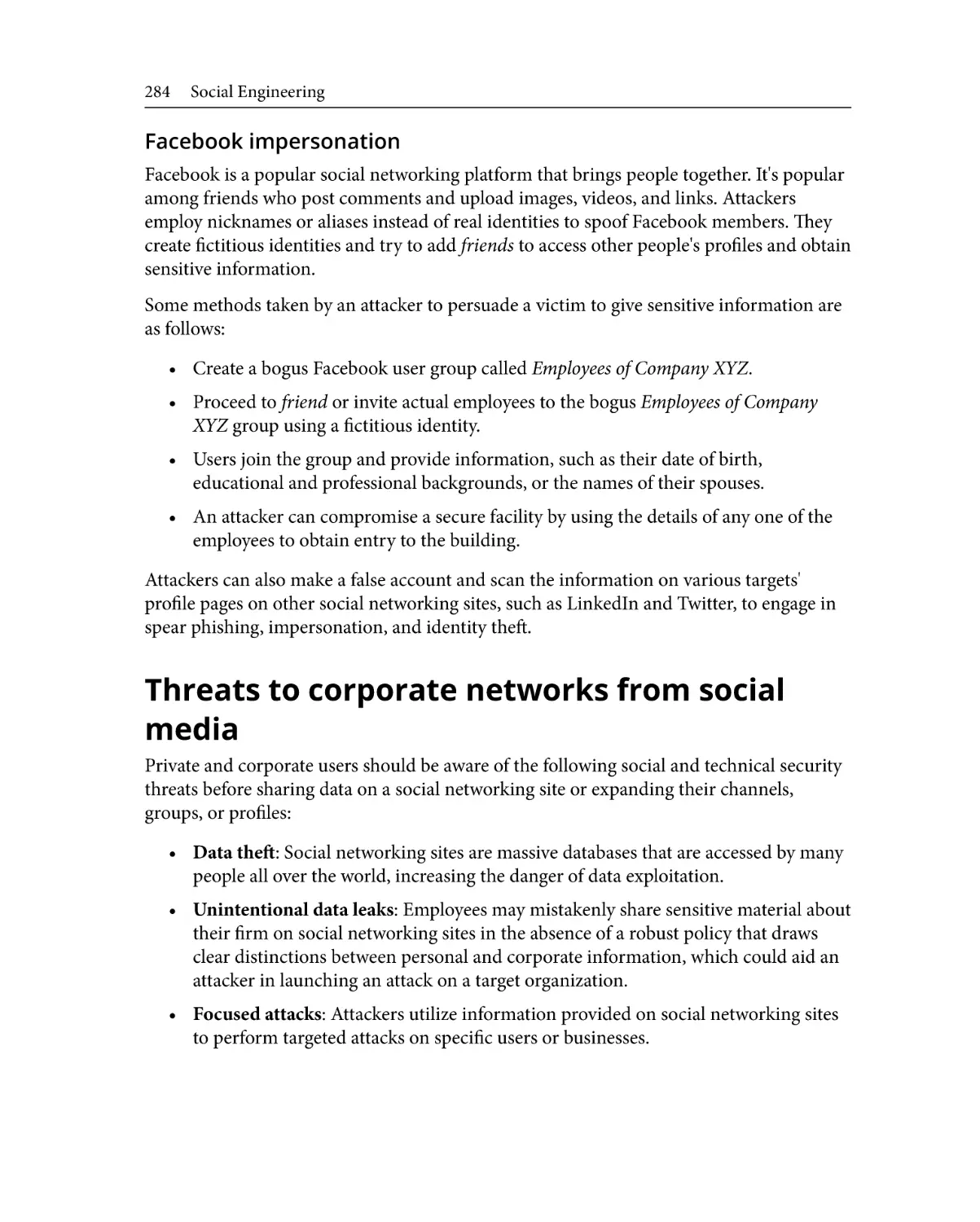 Threats to corporate networks from social media