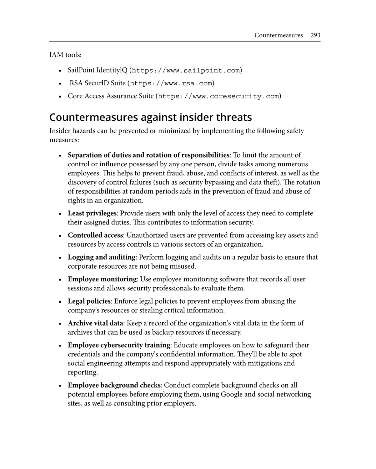 Countermeasures against insider threats
