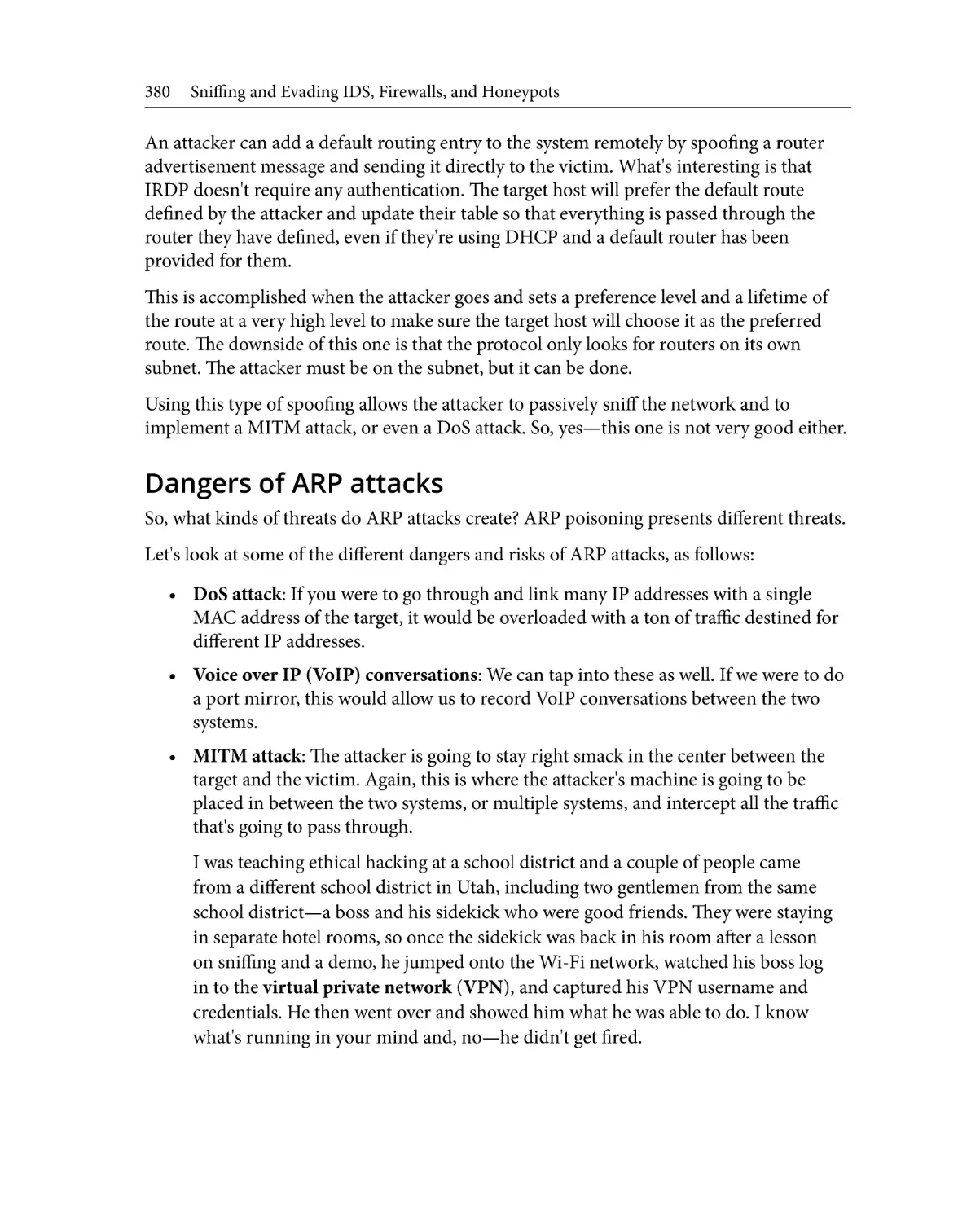 Dangers of ARP attacks