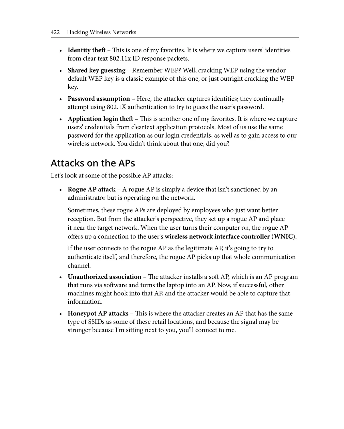 Attacks on the APs
