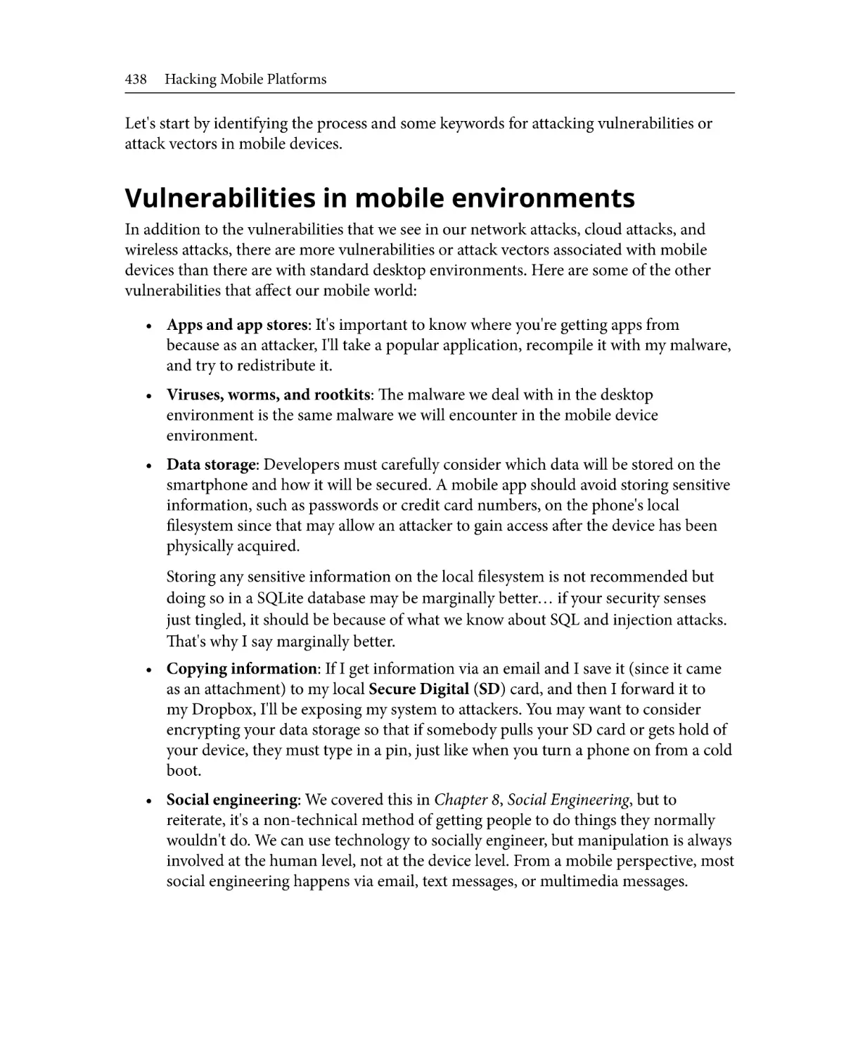 Vulnerabilities in mobile environments