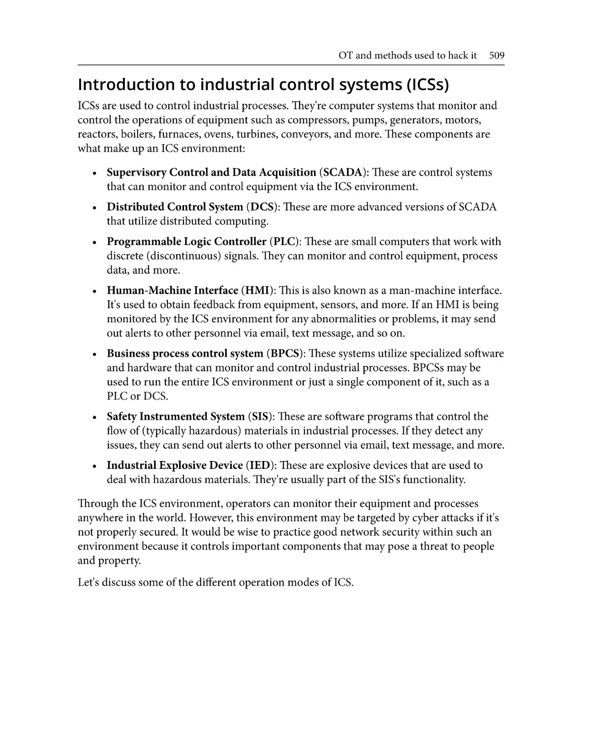 Introduction to industrial control systems (ICSs)