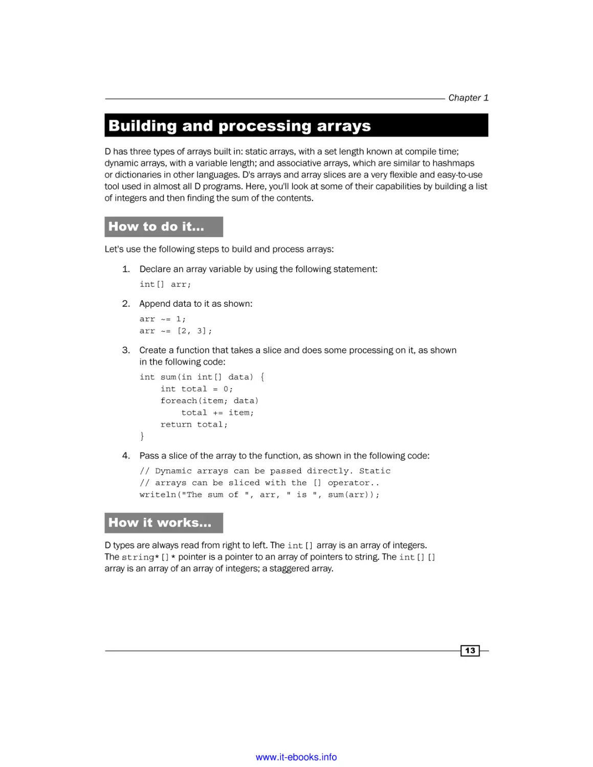 Building and processing arrays