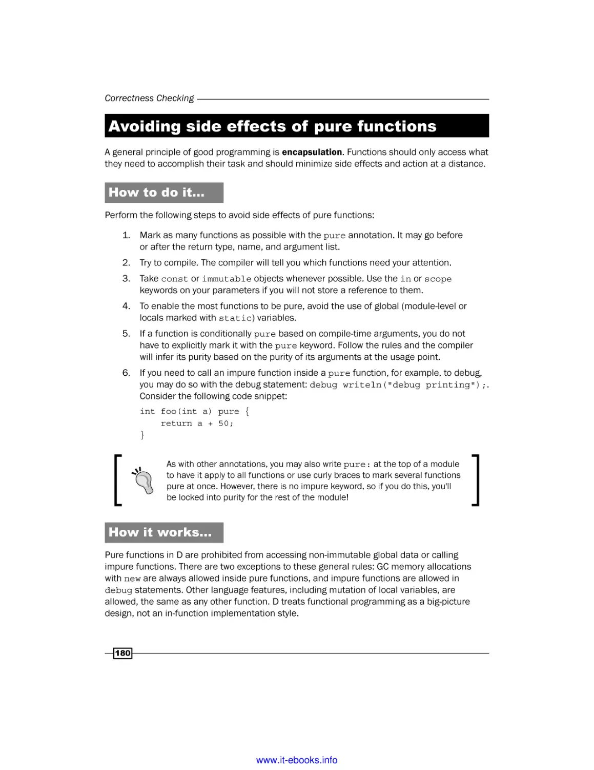 Avoiding side effects of pure functions